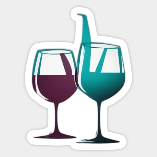 Elegant Wine Glass Duo - Minimalist Vino Art No. 660 Sticker